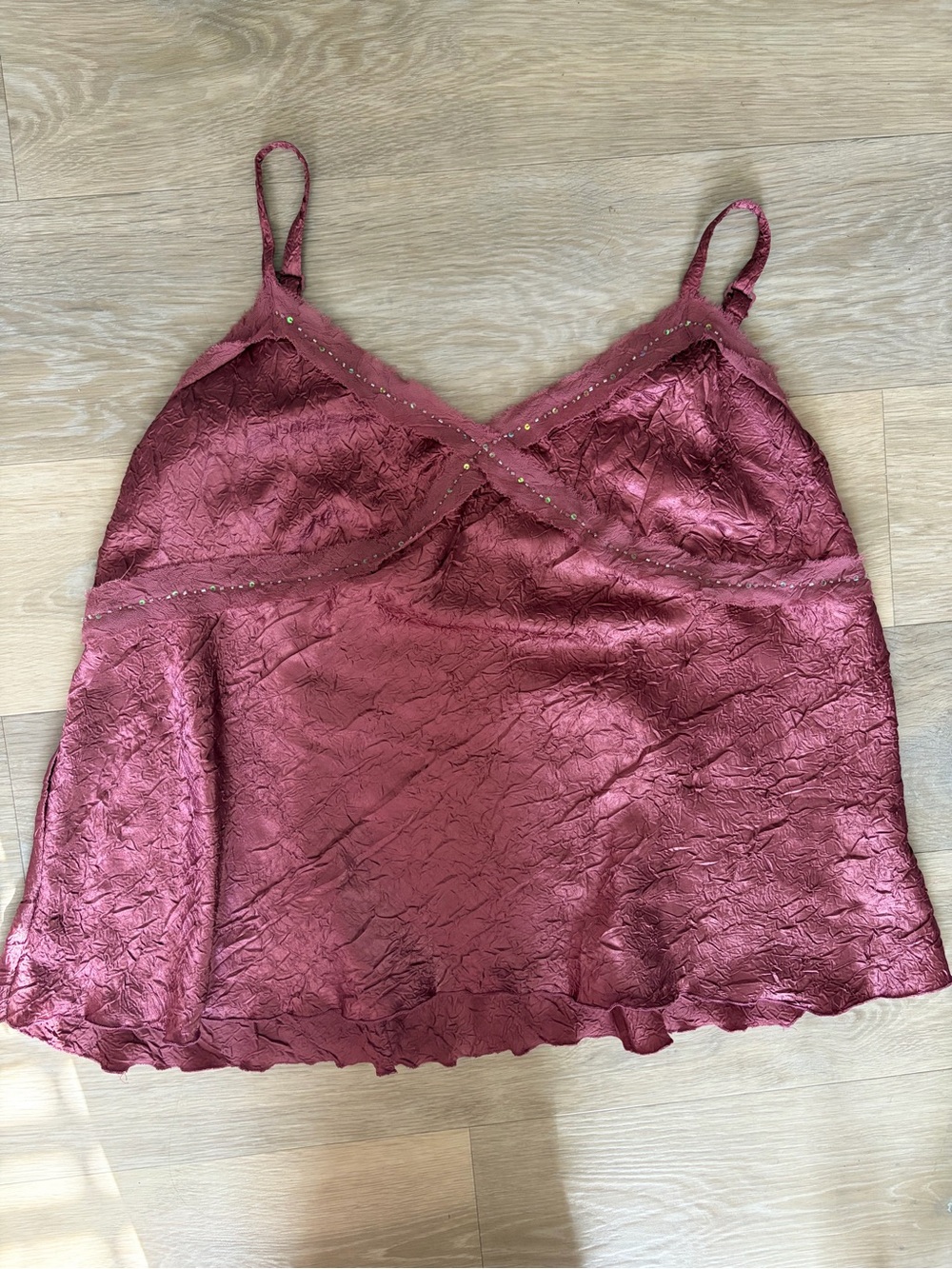 Venezia Dusty Rose Satin Sequin Trim Cami Top Size 22